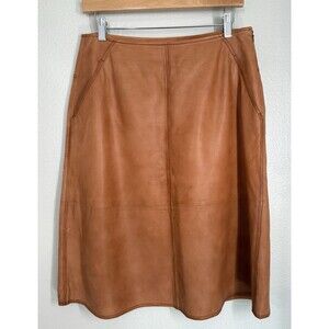 Leith Genuine Leather Soft Brown Knee-length Skirt Size‎ 8 Western Cowboycore